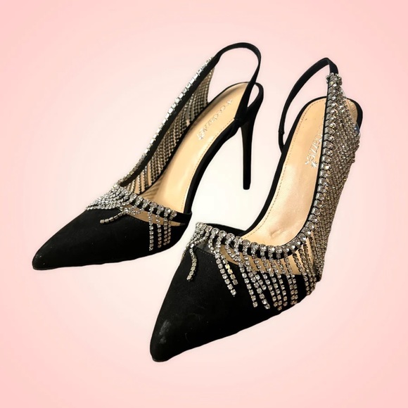 New Christine Quinn x Shoedazzle black crystal fringe heels (Sz 9) - Picture 4 of 10